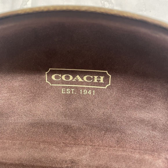 Coach Hard Shell Eye‎ Glass Case Signature Brown Logo w/ Cloth - Picture 9 of 9